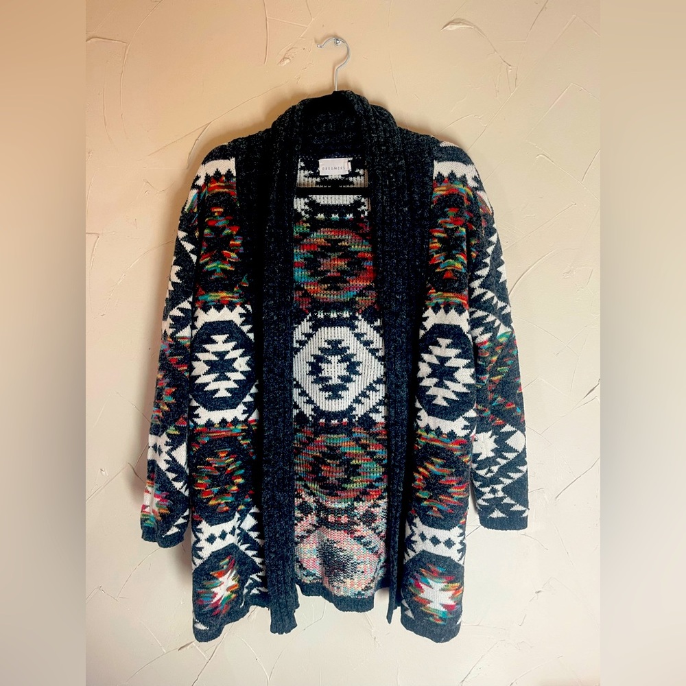 multi colored cozy Aztec cardigan sweater western southwest